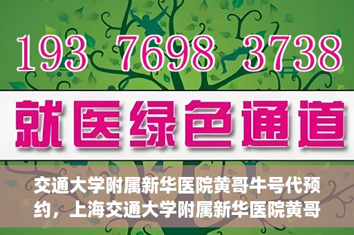 交通大学附属新华医院黄哥牛号代预约，上海交通大学附属新华医院黄哥牛号预约服务解析