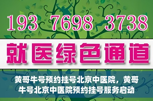 黄哥牛号预约挂号北京中医院，黄哥牛号北京中医院预约挂号服务启动