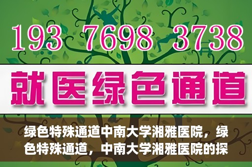 绿色特殊通道中南大学湘雅医院，绿色特殊通道，中南大学湘雅医院的探索与实践