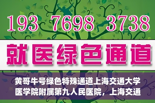 黄哥牛号绿色特殊通道上海交通大学医学院附属第九人民医院，上海交通大学医学院附属第九人民医院开通绿色特殊通道——黄哥牛号服务新篇章