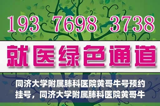 同济大学附属肺科医院黄哥牛号预约挂号，同济大学附属肺科医院黄哥牛预约挂号攻略，轻松预约专家号