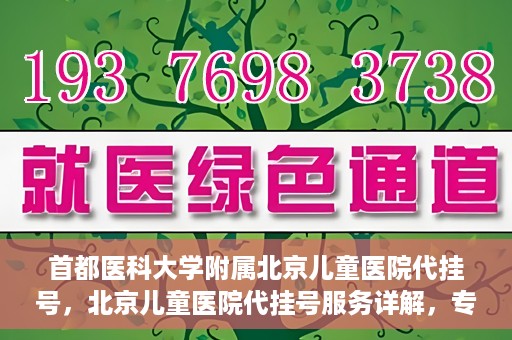首都医科大学附属北京儿童医院代挂号，北京儿童医院代挂号服务详解，专业医疗与便捷服务的结合
