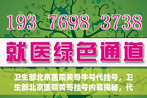 卫生部北京医院黄哥牛号代挂号，卫生部北京医院黄哥挂号内幕揭秘，代挂号背后的故事