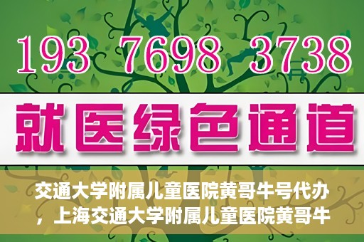 交通大学附属儿童医院黄哥牛号代办，上海交通大学附属儿童医院黄哥牛号代办揭秘，真相与警示