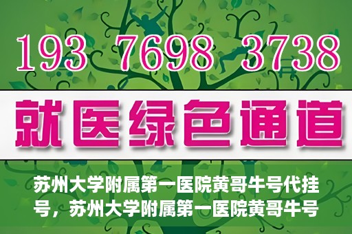 苏州大学附属第一医院黄哥牛号代挂号，苏州大学附属第一医院黄哥牛号代挂号服务解析
