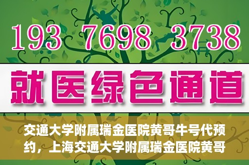 交通大学附属瑞金医院黄哥牛号代预约，上海交通大学附属瑞金医院黄哥牛号预约服务解析